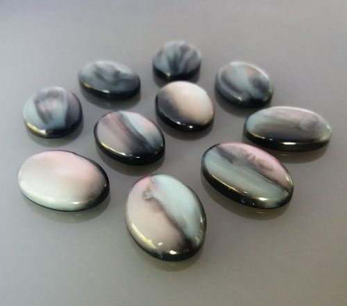 10 cabochons ovales 18X13 mm gris nacré