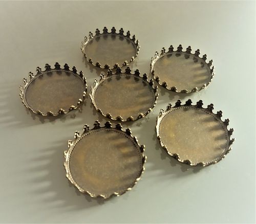 6 supports cabochons ronds 25 mm bronze