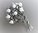 Broche perles 6,5 cm métal noirci