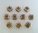 10 boutons carrés gravés 11 mm bronze