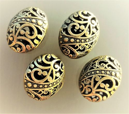 4 grosses perles ovales coloris bronze