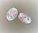 2 perles de verre 14mm motif rose et vert