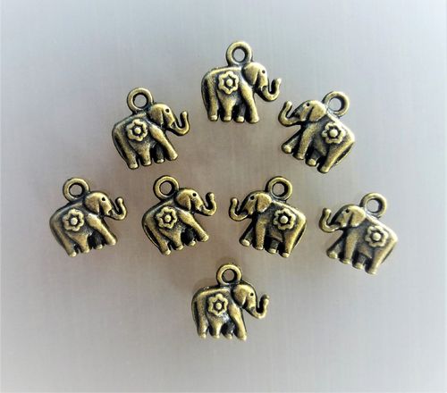8 pendentifs 12 mm éléphant coloris bronze