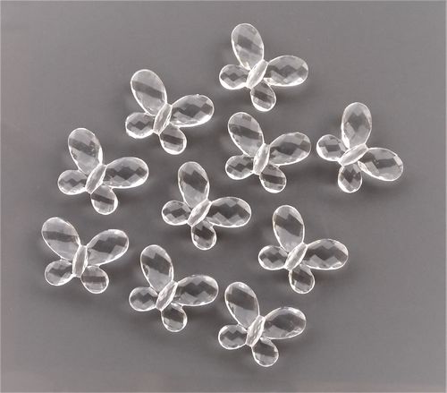 10 perles transparentes à facettes papillons