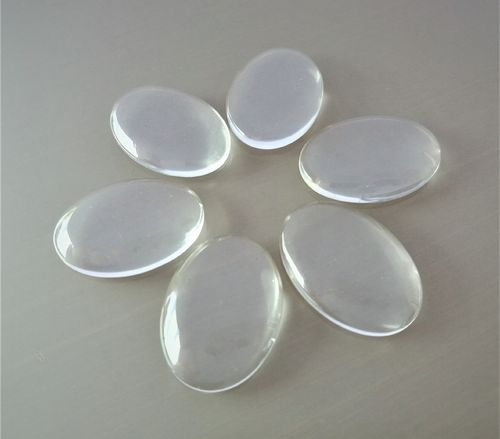 6 verres cabochons ovales 25 mm X 18 mm