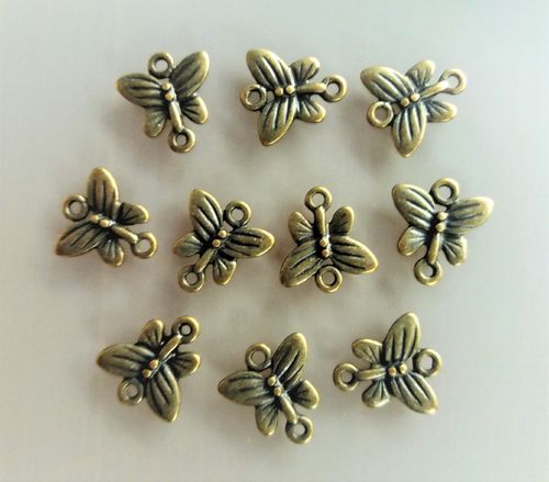 10 connecteurs 15mm papillons coloris bronze