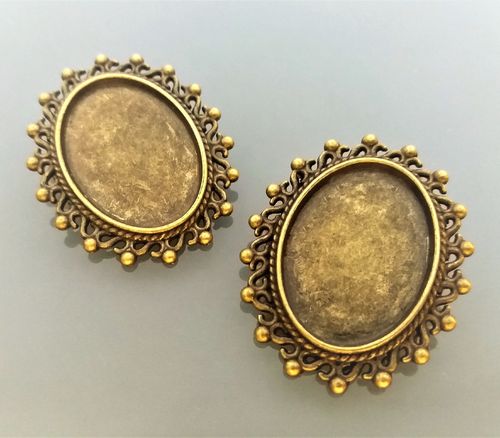 2 supports broches cabochons coloris bronze