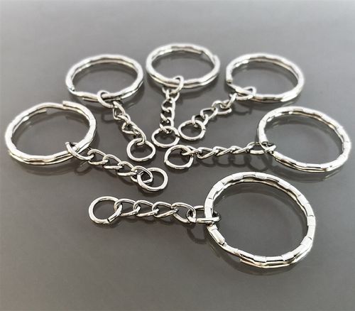 6 porte-clés anneaux métal coloris argent