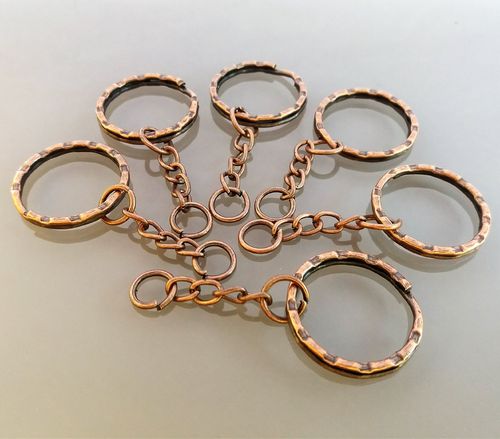 6 porte-clés anneaux métal coloris cuivre