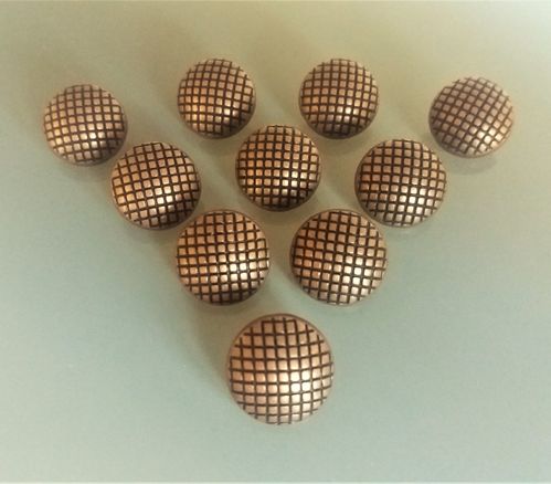 10 boutons ronds 15 mm métal coloris cuivre