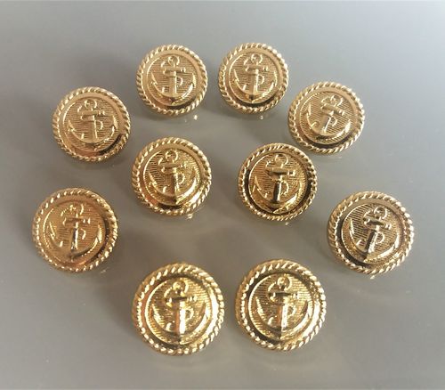 10 boutons ancres 18 mm de coloris doré