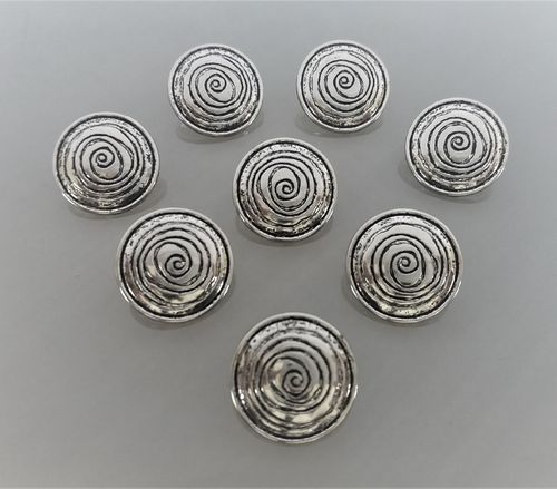 8 boutons à pied 20 mm métal gravé spirale