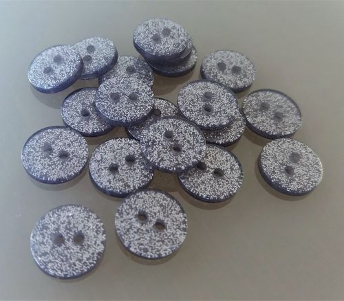 20 boutons 12 mm bleu marine et paillettes