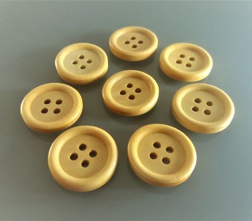8 boutons ronds 20mm 4 trous bois clair