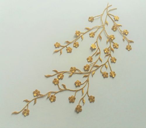 Applique thermocollante fleurs dorées 36 cm