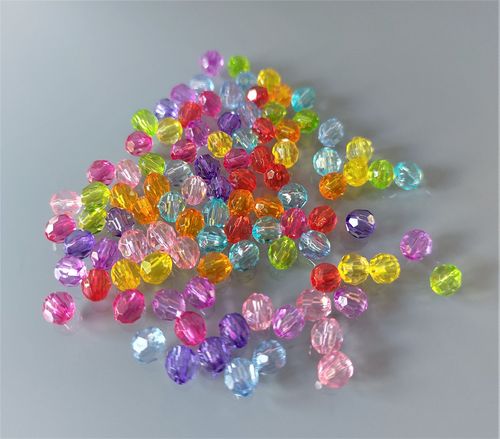 100 perles rondes à facettes 10 couleurs