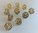 10 boutons blasons 15 mm plastique doré