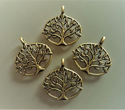 4 pendentifs ovales arbre de vie bronze