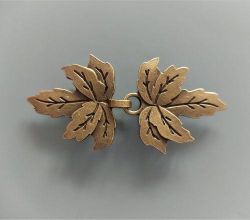 Crochet feuilles 68 mm métal coloris bronze