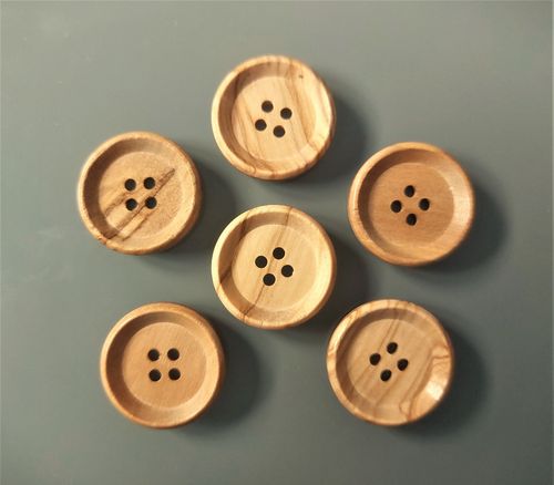 6 boutons bois ronds 23 mm 4 trous